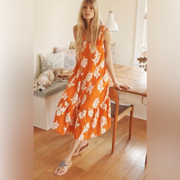 👗EXQUISE Anthropologie Phoebe Flounced Maxi Dress 👗 - Picture 1 of 8